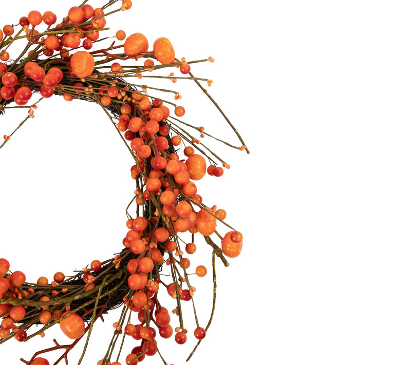 Northlight Berries w/Mini Pumpkins Fall Harvest  Wreath 20" — View 4