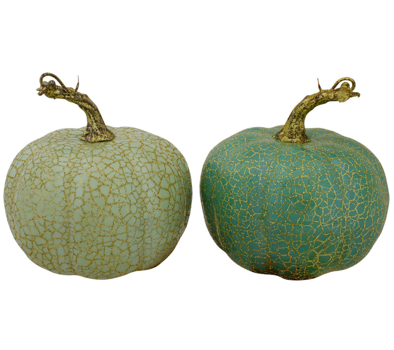 Northlight S/2 Crackle Harvest Tabletop Thanksg iving Pumpkins — Main view