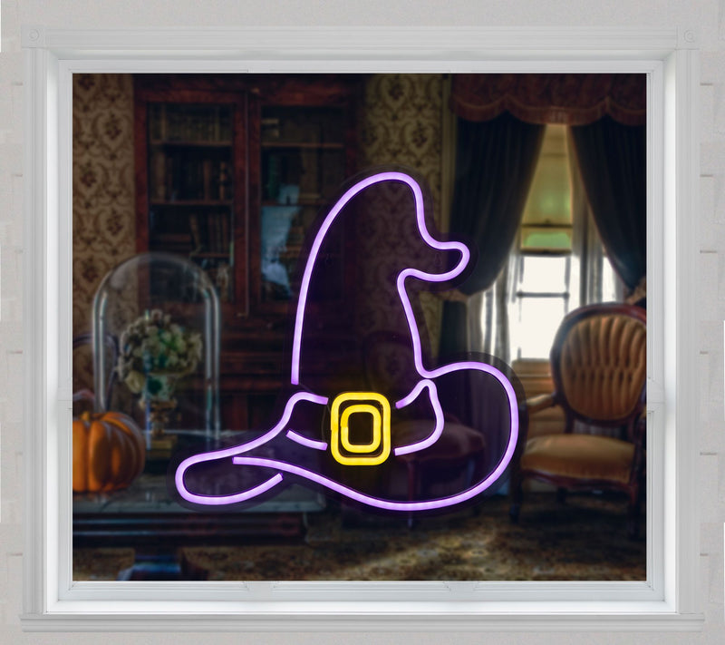 Northlight 15" LED Lit Neon Style Witch Hat Win dow Silhouette — View 7