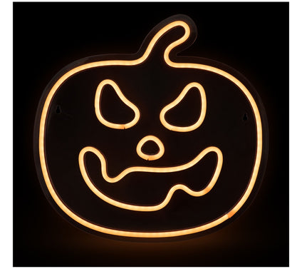Northlight 15" Neon Style Jack-O-Lantern WindowSilhouette