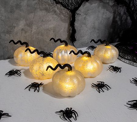 LumaBase Battery-Operated Mercury Glass Pumpkins, 6ct — View 4