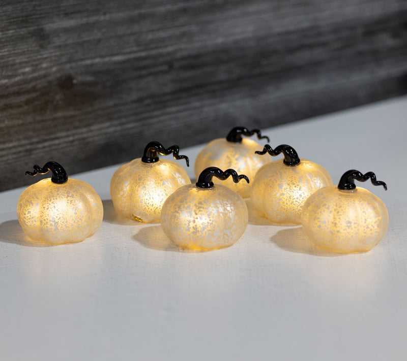 LumaBase Battery-Operated Mercury Glass Pumpkins, 6ct — View 3