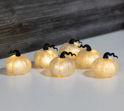 LumaBase Battery-Operated Mercury Glass Pumpkins, 6ct