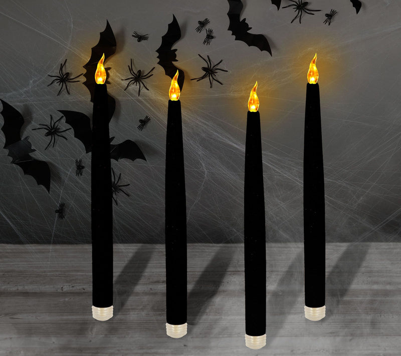 LumaBase Battery Operated Taper Candles- Black,4ct — Main view