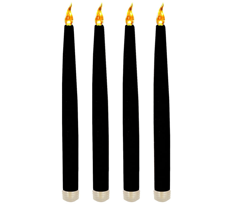 LumaBase Battery Operated Taper Candles- Black,4ct — View 3