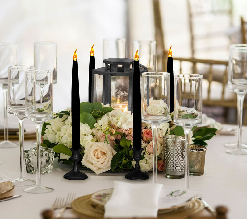 LumaBase Battery Operated Taper Candles- Black,4ct — View 5