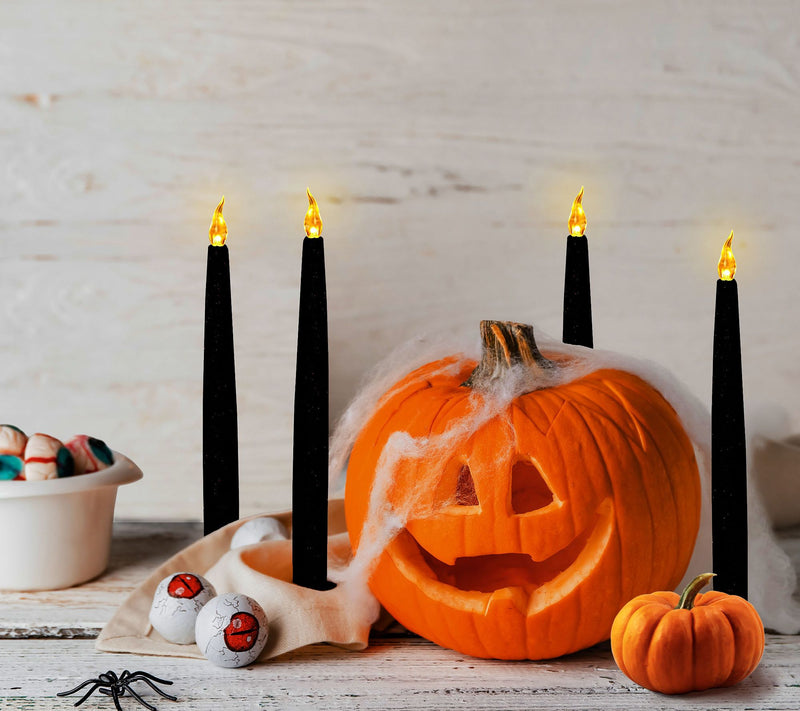 LumaBase Battery Operated Taper Candles- Black,4ct — View 2