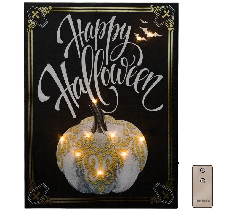 LumaBase B/O LED Wall Art w/ RC- Happy Hallowee n Pumpkin — Main view