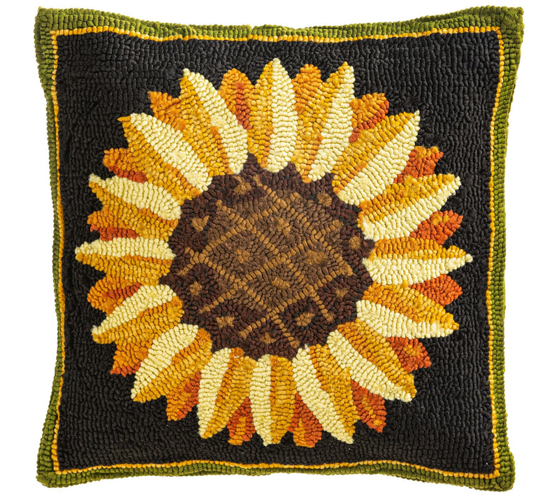 Evergreen Indoor/Outdoor Sunflower Hooked Throw  Pillow — Main view