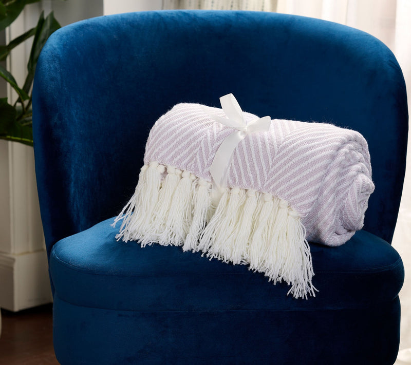 Home Reflections 60" x 70" Chevron Throw with Fringe — View 8