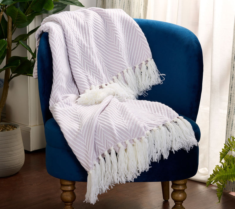 Home Reflections 60" x 70" Chevron Throw with Fringe — View 5