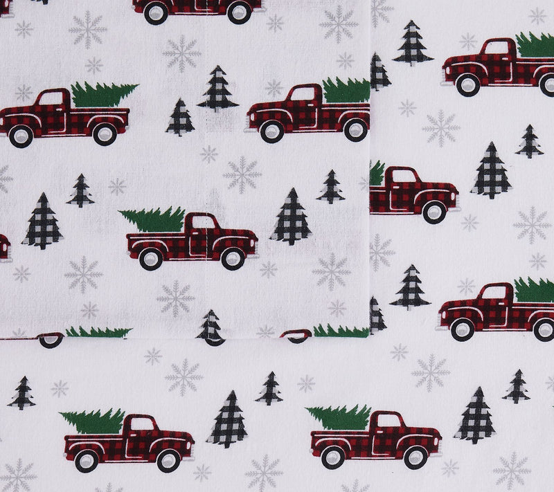 Truly Soft Holiday Truck Full Flannel Sheet Set — View 2