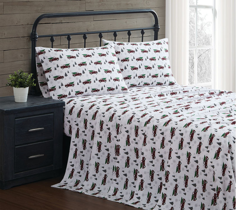 Truly Soft Holiday Truck Full Flannel Sheet Set — Main view