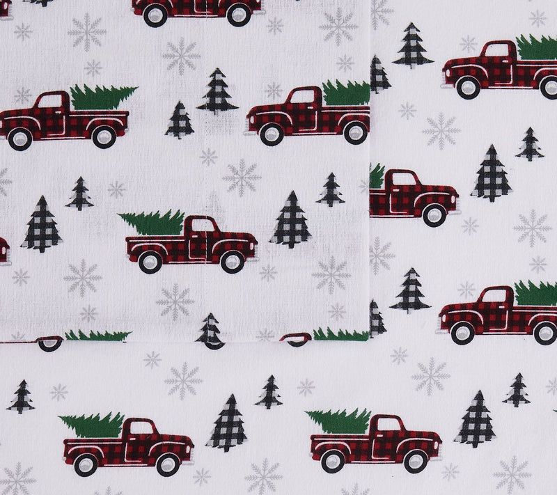 Truly Soft Holiday Truck King Flannel Sheet Set — View 2