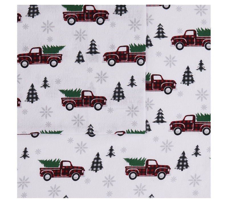 Truly Soft Holiday Truck Twin Flannel Sheet Set — View 2