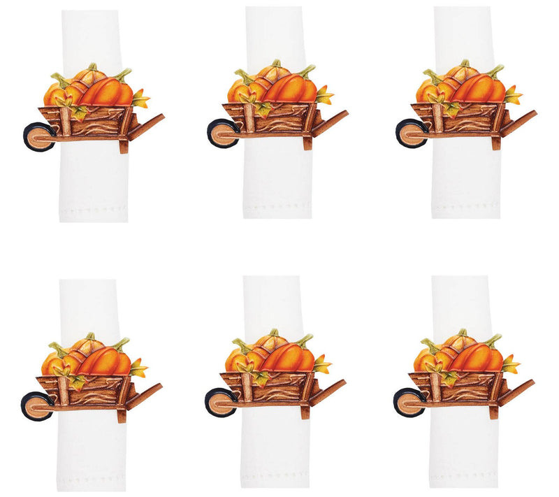 Pumpkin Wheelbarrow Set of 6 Napkin Rings by Valerie — View 3
