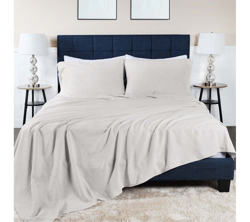 Superior Cotton Linen Blend Solid 3-Piece SheetSet, Cal King — Main view
