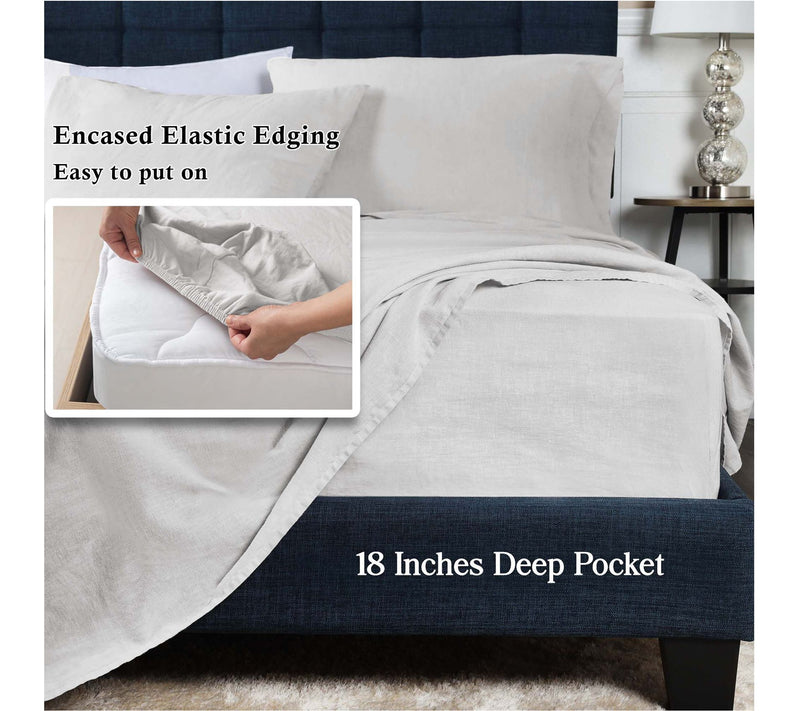 Superior Cotton Linen Blend Solid 3-Piece SheetSet, Cal King — View 3