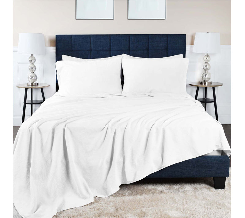 Superior Cotton Linen Blend Solid 3-Piece SheetSet,Full — Main view
