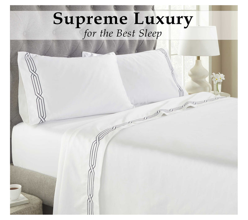 Superior Egyptian Cotton 1200TC Embroidered BedSheet Set,King — View 8