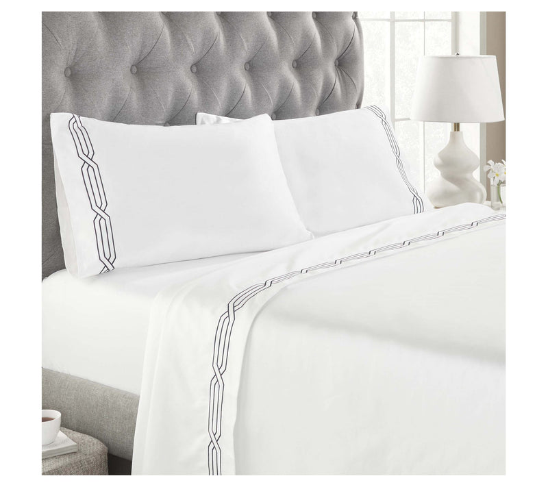 Superior Egyptian Cotton 1200TC Embroidered BedSheet Set,King — View 16