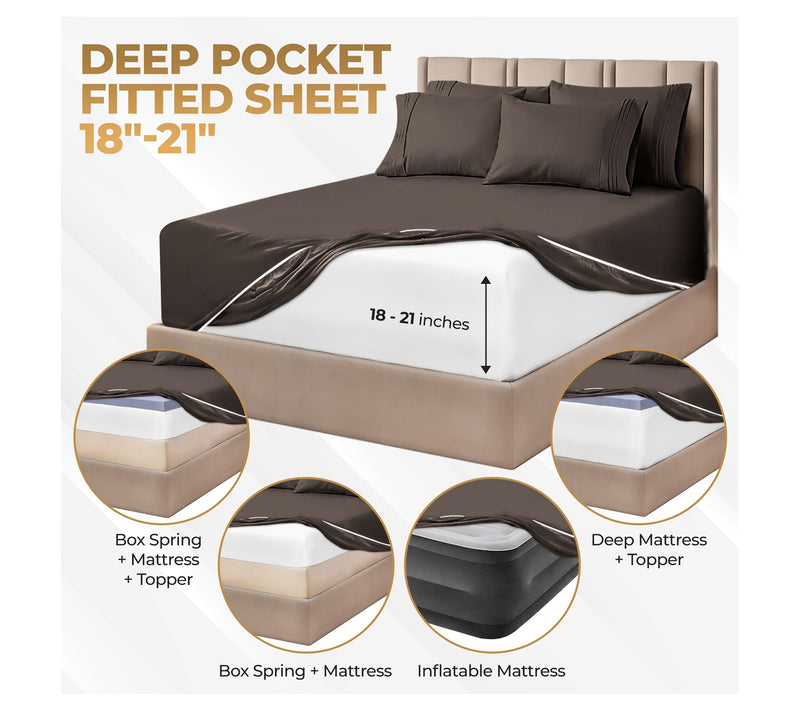 Superior Egyptian Cotton Extra DeepPocket SolidSheet Set,Full — View 5