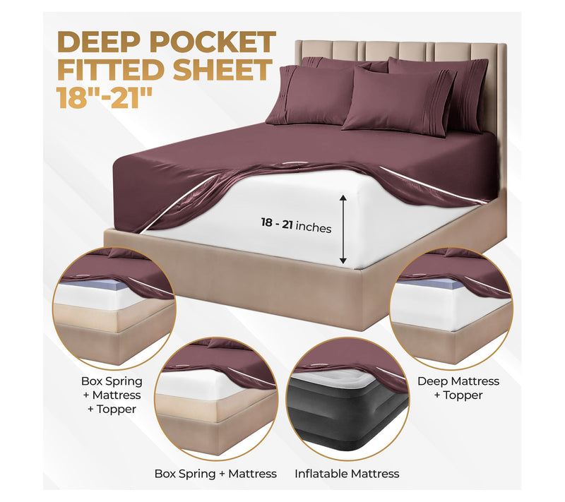 Superior Egyptian Cotton Extra Deep Pocket Solid Sheets, Queen — View 5