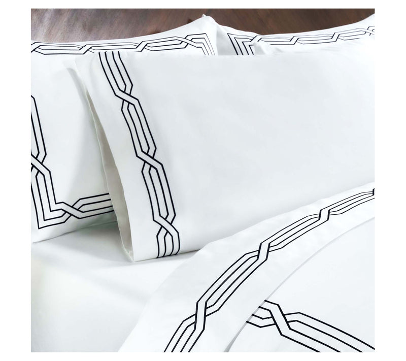 Superior Egyptian Cotton 1200TC Embroidered Sheet Set, Queen — View 7
