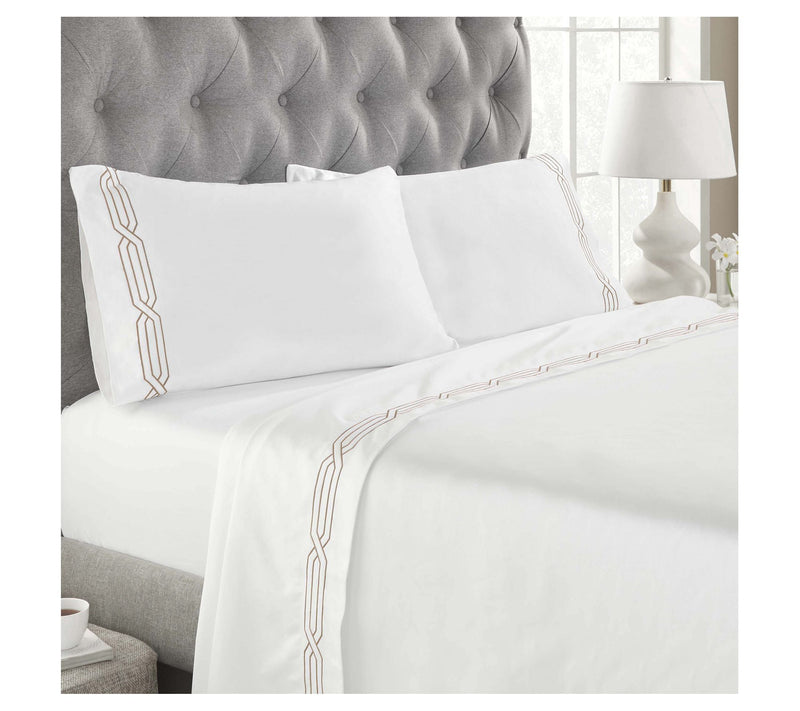 Superior Egyptian Cotton 1200TC Embroidered Sheet Set, Queen — View 14