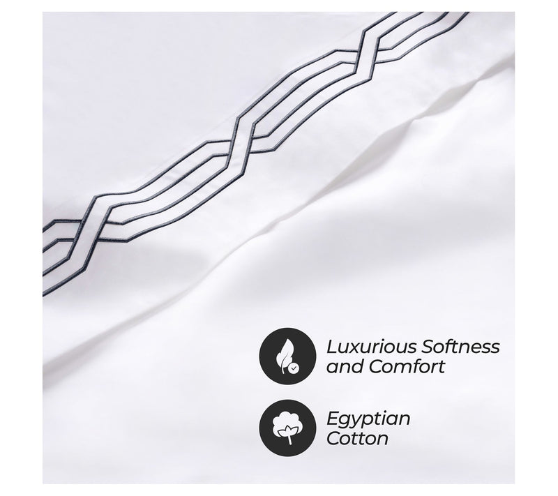 Superior Egyptian Cotton 1200TC Embroidered Sheet Set, Queen — View 4
