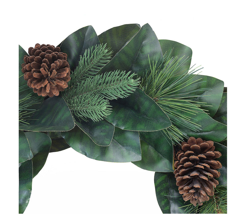 Puleo 24" Wreath with Magnolia Leaves & Pine Cones — View 4