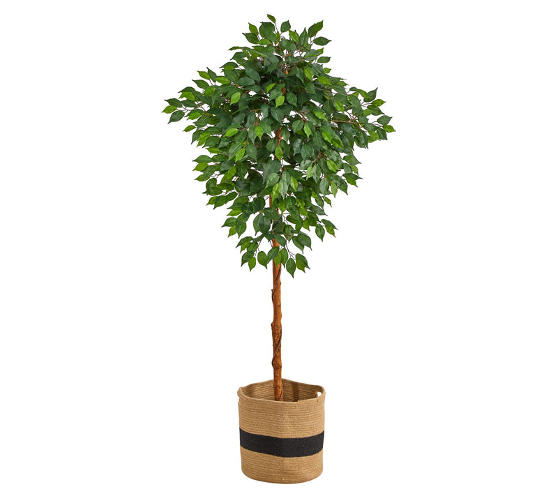 Nearly Natural 6-ft Artificial Ficus Tree w JutBasket — Main view