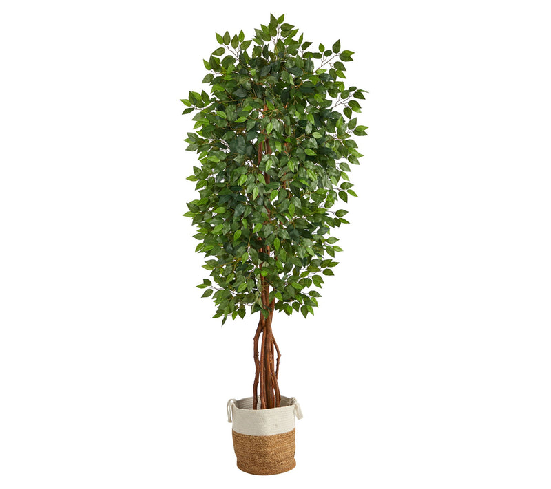 Nearly Natural 7.5-ft Artificial Deluxe Ficus Tree with Baske — View 3