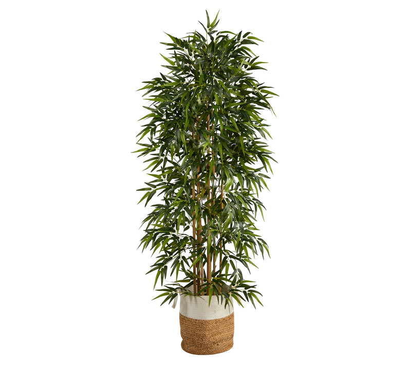 Nearly Natural 6-ft Artificial Bamboo Tree withBasket — View 3
