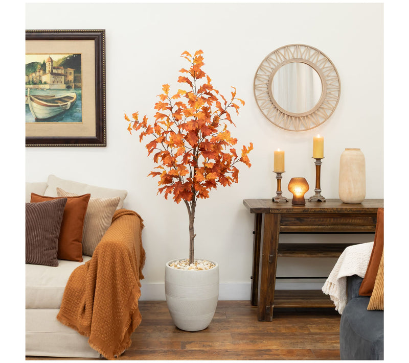Nearly Natural 5-ft Autumn Oak Artificial FallTree — View 3