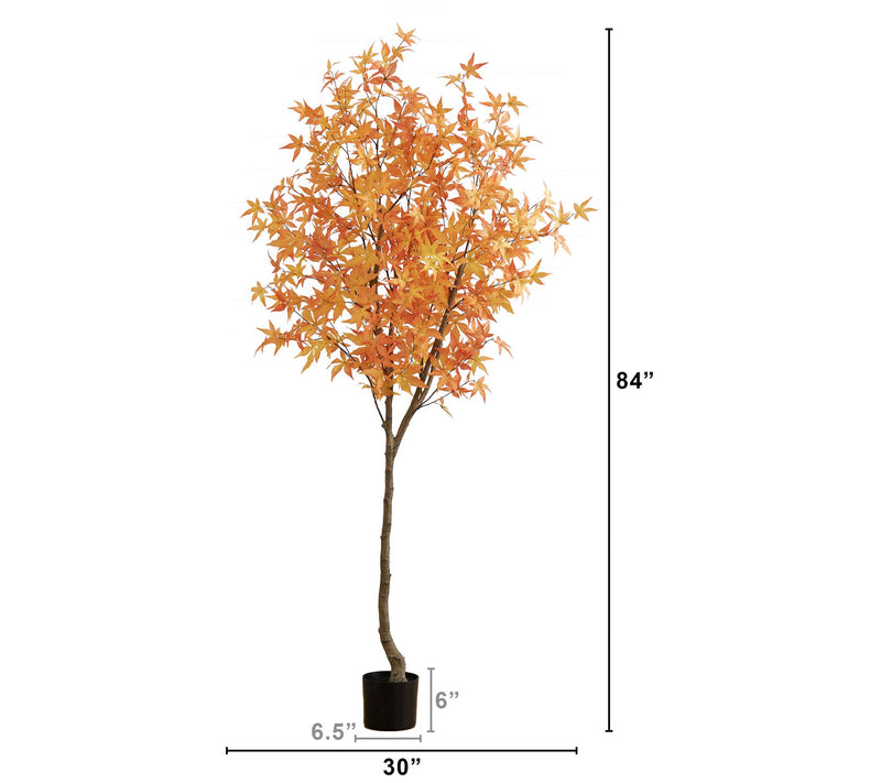 Nearly Natural 7-ft Autumn Maple Artificial Fall Tree - Orange — View 4