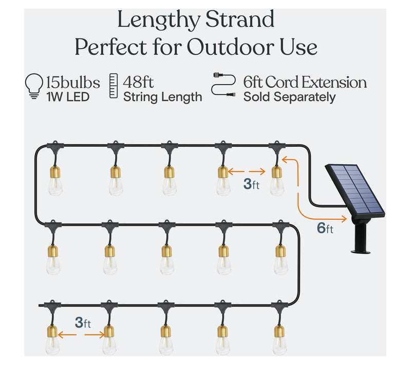 Brightech Glow Solar LED 1W S14 27 Ft Hanging String Lights — View 8