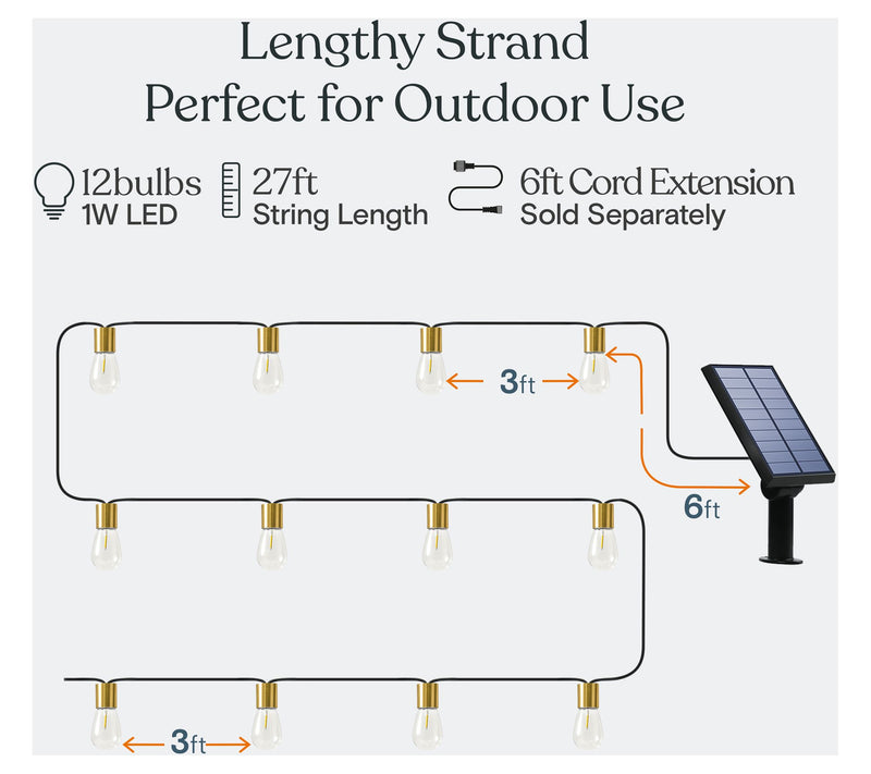 Brightech Glow Solar LED 1W S14 2700K 27 Ft String Lights — View 7