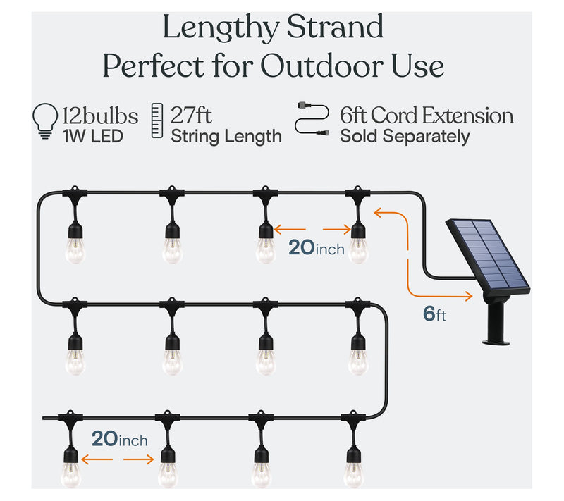Brightech Ambience Pro Solar LED 1W 27Ft Hanging String Lights — View 8