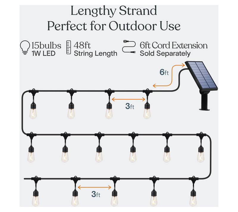 Brightech Ambience Solar LED 48Ft Hanging Remote String Lights — View 7