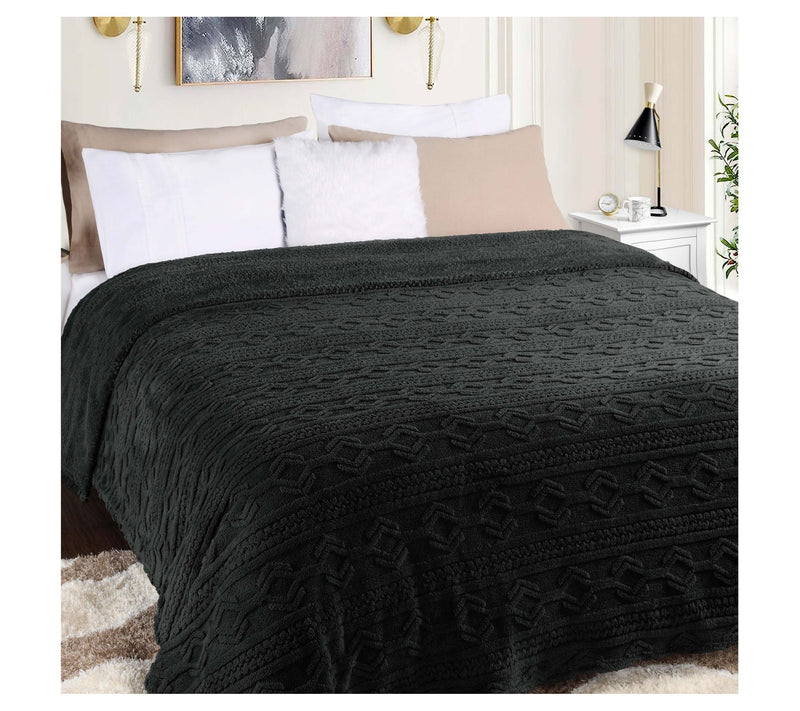Superior Boho Knit Jacquard Fleece Fluffy Blank et- Full/Queen — View 23