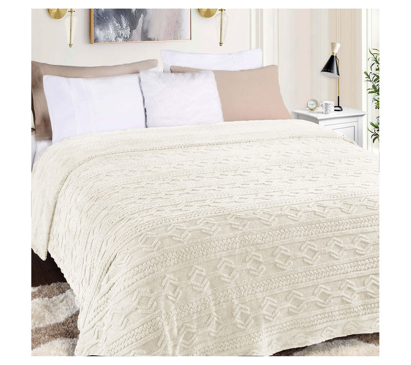 Superior Boho Knit Jacquard Fleece Fluffy Blank et- Full/Queen — View 26