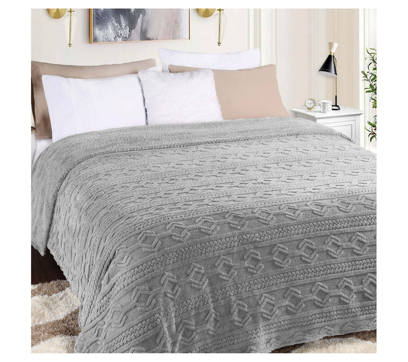 Superior Boho Knit Jacquard Fleece Fluffy Blank et- Full/Queen — View 28