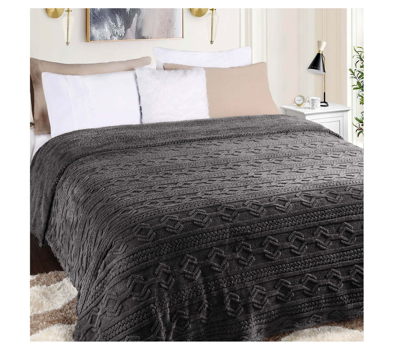 Superior Boho Knit Jacquard Fleece Fluffy Blank et- Full/Queen — View 29