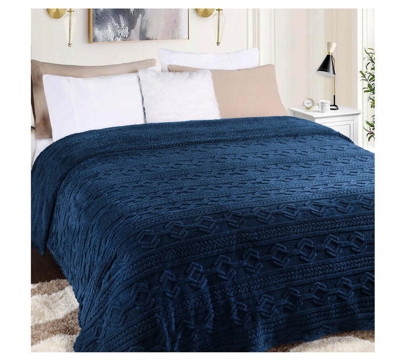 Superior Boho Knit Jacquard Fleece Fluffy Blank et- Full/Queen — View 30