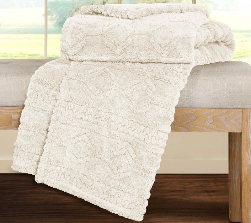 Superior Boho Knit Jacquard Fleece Fluffy Blanket - Throw — View 17