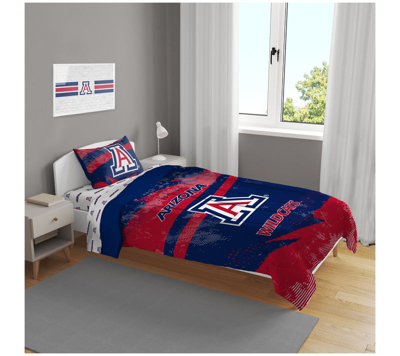 Pegasus Sports NCAA Slanted St ripe Twin 4-Pie ce Bed in a Bag — Main view