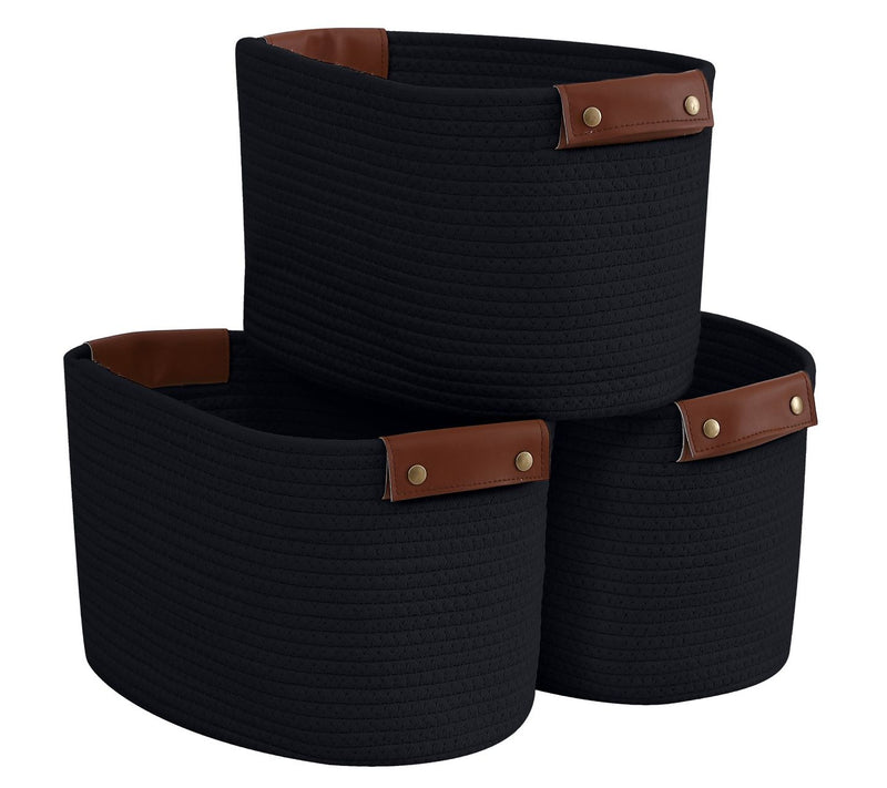 Ornavo Home 3 Pack Cotton Rope Storage Basket wth Handles — View 14