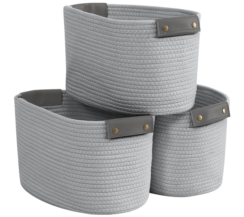 Ornavo Home 3 Pack Cotton Rope Storage Basket wth Handles — Main view