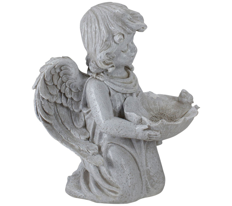 Northlight 9" Angel with Flower Bird Feeder Gar den Statue — View 4